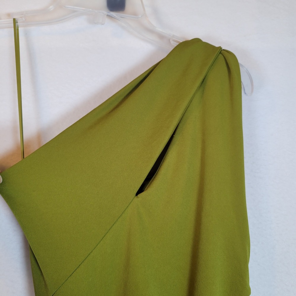 NICHOLAS Womens Kinley Green One Shoulder Ruched Knot Maxi Dress Size 0 Formal - Picture 10 of 12